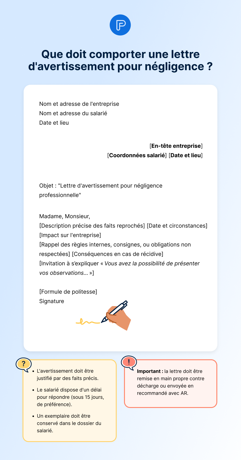 Modèle Lettre avertissement négligence Modèle Lettre avertissement négligence
